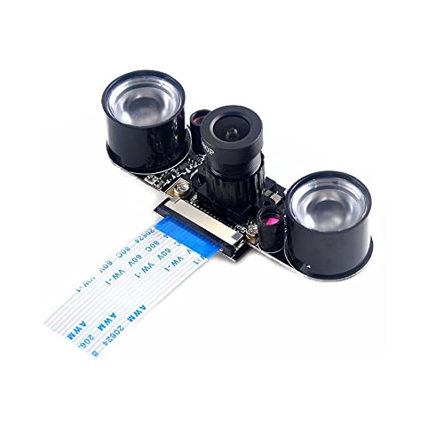 Treedix Raspberry Pi 3 b+ 4 b Camera Night Vision Camera Adjustable-Focus Module 5MP OV5647 Webcam Video 1080p with 2 Infrared IR LED Light HD Webcam Compatible with Raspberry 4B/3 B+/3B/2B+