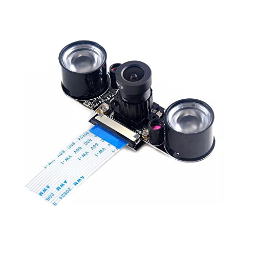 Treedix Raspberry Pi 3 b+ 4 b カメラ ナイトビジョンカメラ 調整可能なフォーカスモジュール 5MP OV5647 ウェブカメラ ビデオ 1080p 2 つの赤外線 IR LED ライト付き HD ウェブカメラ Raspberry 4B/3 B+/3B/2B+ と互換性あり
