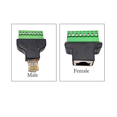 Treedix RJ45-Schraubklemmenadapteranschluss 8P8C-Stecker auf 8-polige Buchse, Schraubklemmentyp Ethernet-Netzwerkstecker, kompatibel mit AV CCTV UTP DVR