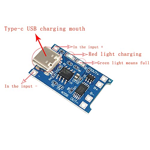 Treedix 6pcs TP4056 Type-C USB 5V 1A Lithium Battery Charger Module Charging Board with Dual Protection Functions