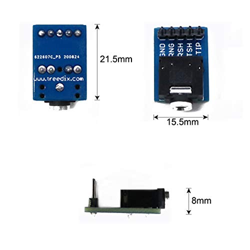 Treedix 6pcs 3.5mm Female Audio Jack Breakout Board Plastic PCB Mount 5-Pin Stereo Socket Audio Connector