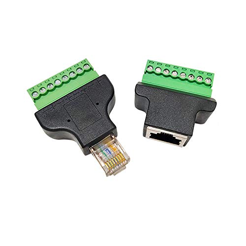 Treedix RJ45 Screw Terminal Adaptor Connector 8P8C Male to 8Pin Female Bolt Screw Type terminals Ethernet Net Network Plug Compatible with AV CCTV UTP DVR
