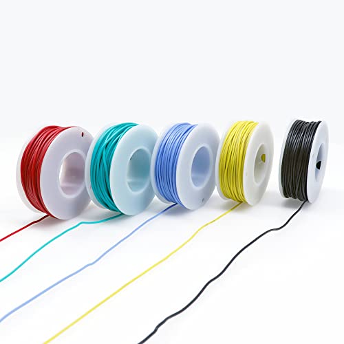 Treedix 28 AWG Hookup Wires Kit Stranded Tinned Copper Wire Silicone Rubber 55.7ft Electrical Wire Cable Flexible and Soft 5 Colors
