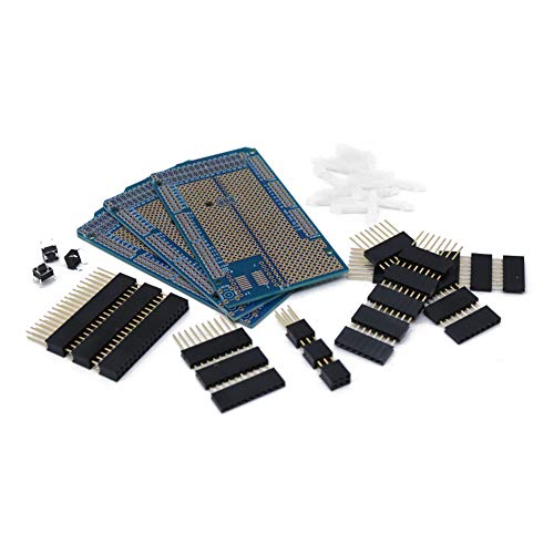 Treedix 3 pcs Prototype Shield Board Solderable Universal BreadBoard PCB Double Sided Tinned Gold Plated Holes with Female Header Compatible with Arduino Mega 2560