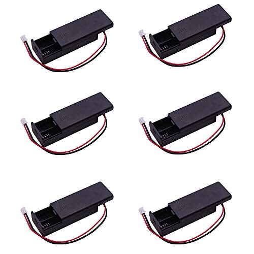 Treedix 6Pcs 2AAA Battery Holder with Switch, 2X 1.5V AAA Battery Holder Case with Wire Leads and ON/Off Switch