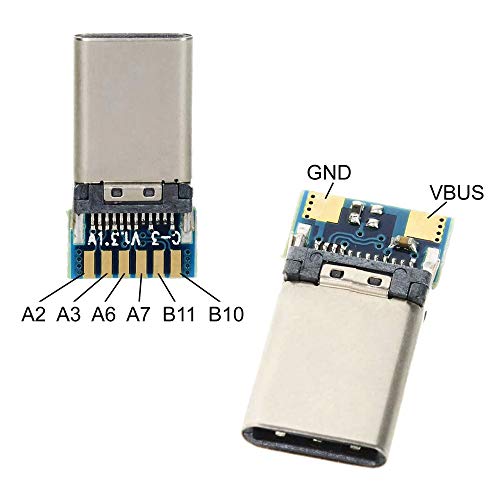 Treedix DIY 24pin USB 3.1 Type C Female Socket Connector Test Board SMT Type with PC Board (Female)