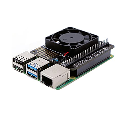 Treedix Compatible with Raspberry 4/4B Fan Hat Heatsink Kit GPIO Expansion Board with PWM Controllable Single Cooling Fan DC 5V