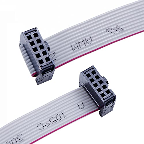 Treedix 2 Stück IDC-Flachbandstecker, Flachbandkabel, Jtag-Kabel, 2,54/1,27 mm Abstand, 2-reihig, 10-poliger Stecker, Buchse auf Buchse, SWD-Kabellänge 150 mm/5,9 Zoll für JTAG/ISP-Verbindung