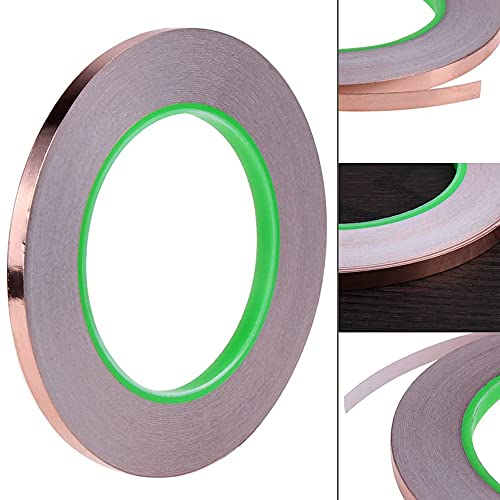 Treedix 2 Rollen Kupferfolienband 0,2/0,4 Zoll x 66 Fuß Kupferband doppelseitig leitfähig mit Klebstoff für EMI-Abschirmung, Schneckenabwehr, Papierschaltkreise, elektrische Reparaturen, Erdung