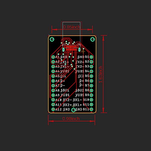 Treedix USB Type C Female 24 pin Full pins Output Breakout Board Test Socket with Male Connector