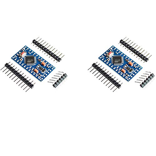 Treedix 2pcs PRO Mini Atmega328P-AU 5V/16MHz Development Board Montroller Bootloadered with Pin Headers Compatible with Arduino