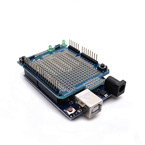 Treedix Compatible with Arduino Prototype Shield Expansion Board PCB Solderable BreadBoard Double Sided Tinned Gold Plated Holes Shield Kit