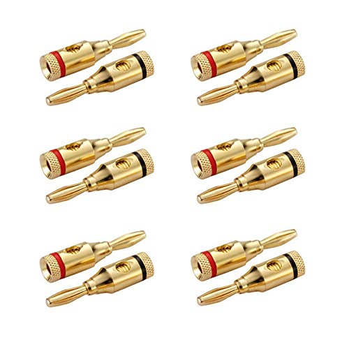 Treedix 6 Pairs Banana Plugs Audio Gold Plated Speaker Connector for Speaker Wire、Audio 、Video Receiver