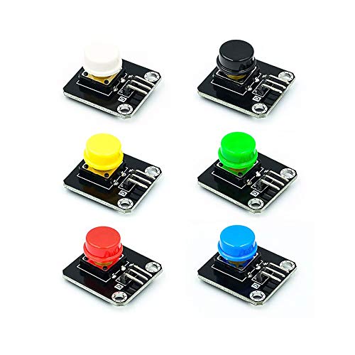 Treedix 6PCS Button Module Touch Switch Button 24x31mm Color with Red Blue Black Green Yellow White Compatible with UNO R3