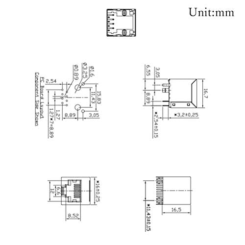 Treedix 10Pcs/Set Network Ethernet Shielded RJ45 8P8C Single Network Port 8P 8C Female Socket Connectors 8Pin for PCB