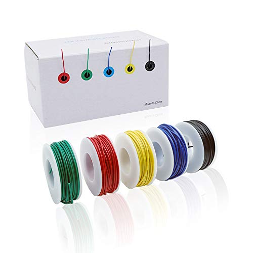 Treedix Lötkupfer-Anschlussdraht, Wickeldraht, Überbrückungsdraht, verzinnt, PVC-beschichtet, verzinnt, 105 Grad Celsius, Kabelrolle