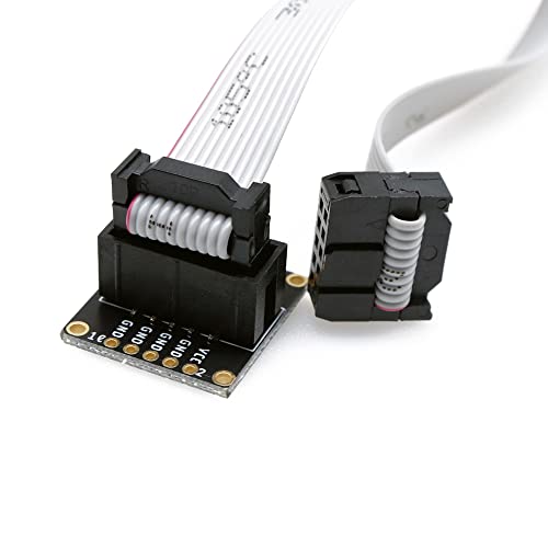 Treedix 2 Stück JTAG Breakout Board Adapter Konverter SWD Breakout Jtag Debug Board mit 2 Reihen 1,27/2,54 mm Pitch 10-polig Buchse auf Buchse IDC-Anschluss Flaches flexibles graues Ribbon Jumper Kabel 200 mm für J-Link