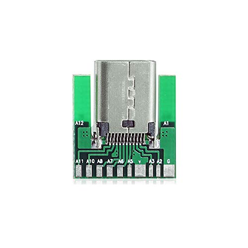 Treedix DIY 24pin USB 3.1 Type C Female Socket Connector Test Board SMT Type with PC Board (Female)