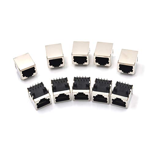 Treedix 10Pcs/Set Network Ethernet Shielded RJ45 8P8C Single Network Port 8P 8C Female Socket Connectors 8Pin for PCB