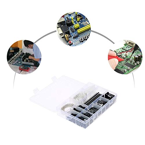Treedix 1450PCS 2.54mm PCB Jumper Wire Pin Header Connector Female Male 40Pin Box Packaging Kit Electronic Components Set Compatible with Arduino Dupont