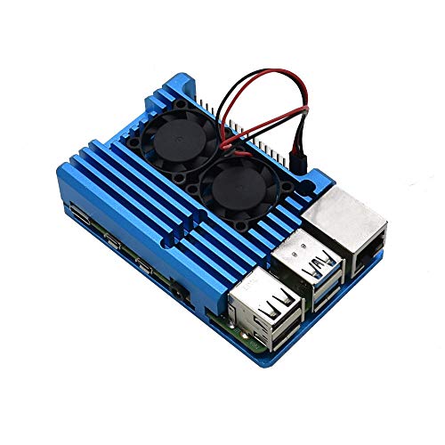 Treedix Cooling Metal Case Compatible with Pi 4, Aluminium Alloy Armor Case with Dual Fan Heatsink Compatible with Raspberry Pi 4 Model/Pi 4B