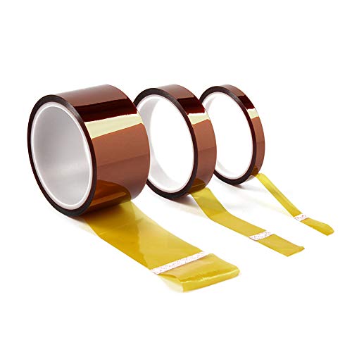 Treedix 3 Sizes High Temperature Adhesive Tape High Temp Resistant Tape Compatible with Masking Soldering(Width:10mm, 20mm, 30mm x Length:33m)
