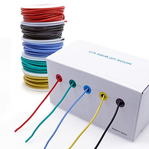 DAOKI 24 Gauge Silicone Wire 24AWG Hook Up Wire Kit 300V Tinned Copper Stranded Electrical Wire 3 Color 7M/23ft Each Wire Assortment Kit For DIY