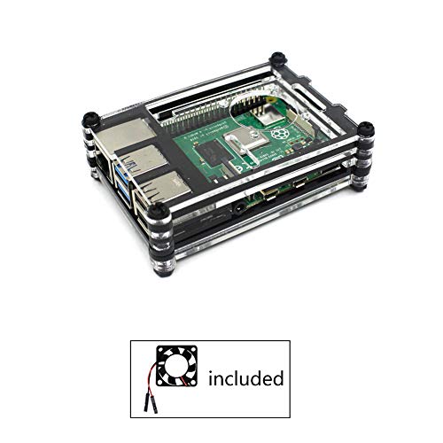 Treedix Acrylic Case Experimental PlatCompatible withm Base-Plate with Cooling Fan Compatible with Raspberry Pi 4B