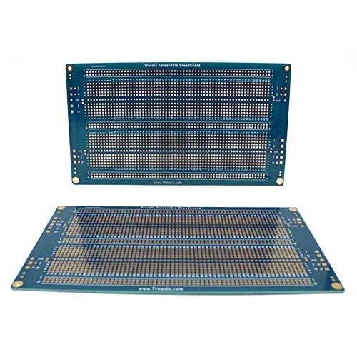 Treedix 2PCS Upgraded Universal Board Solderable BreadBoard PCB Prototype Shield Board Double Sided Tinned Gold Plated Holes Compatible with Arduino Kit Raspberry Pi Shield Prototyping and Testing