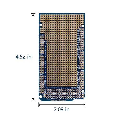 Treedix 5 pcs Prototype Shield Board Compatible with Arduino Mega 2560 Solderable Universal BreadBoard PCB Double Sided Tinned Gold Plated Holes