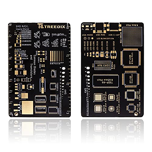 Treedix 2 Stück multifunktionales PCB-Lineal, 7,6 cm, Messwerkzeug, Farbwellenlänge, Schottky-Diode, Zener-Dioden-Widerstand, Kondensator-Chip, IC, SMD-Dioden-Transistor für Leiterplatten von Elektronikingenieuren