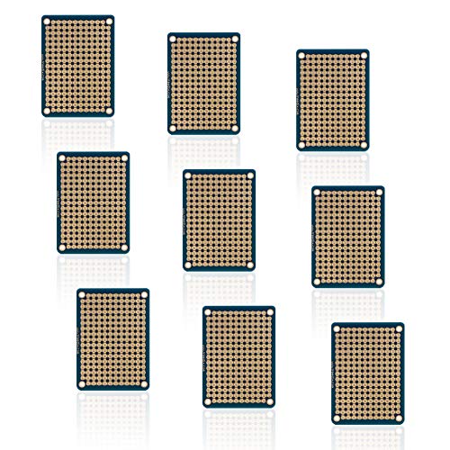 Treedix 9 pcs Mini Solderable BreadBoard Universal Board PCB Prototype Shield Board Double Sided Tinned Gold Plated Holes Compatible with Arduino Kit Raspberry Pi Shield Prototyping and Testing