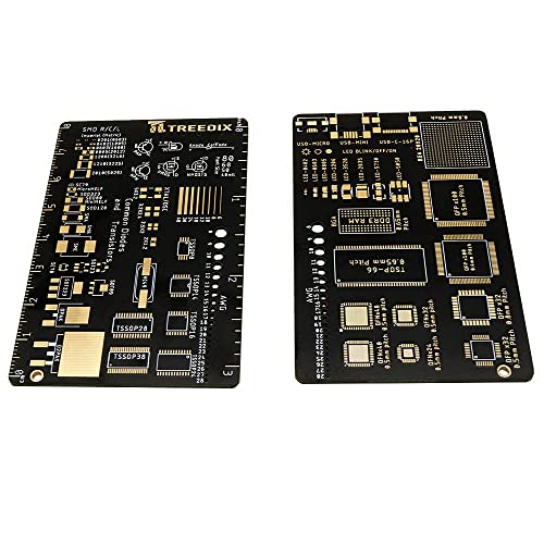 Treedix 2 Stück multifunktionales PCB-Lineal, 7,6 cm, Messwerkzeug, Farbwellenlänge, Schottky-Diode, Zener-Dioden-Widerstand, Kondensator-Chip, IC, SMD-Dioden-Transistor für Leiterplatten von Elektronikingenieuren