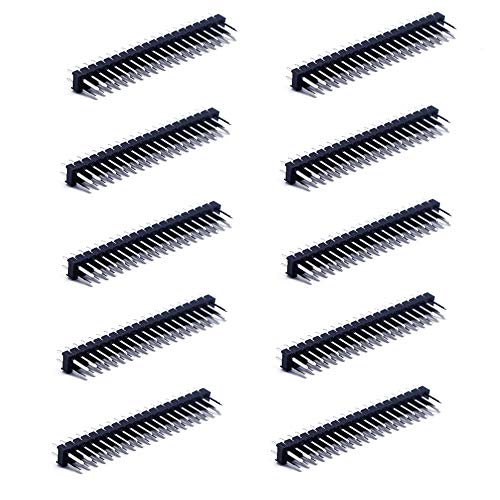 Treedix 0.1inch 2 x 20-pin Dual Male Header Double Row Straight Connector Pin Header Compatible with Raspberry Pi Zero GPIO (Pack of 10)
