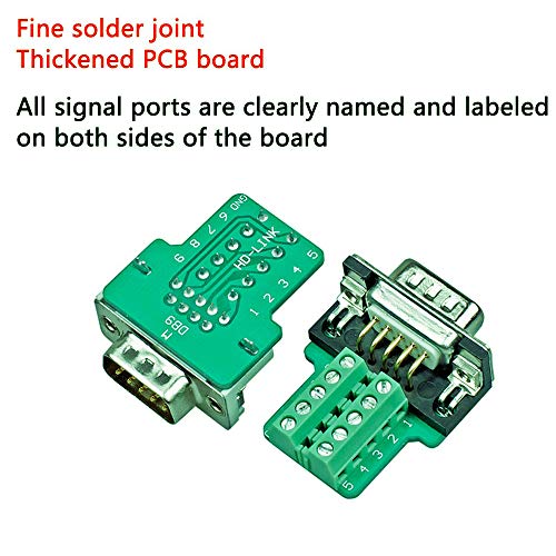 Treedix 2PCS Terminal Connector Signal Module DB9 Connector Terminal RS232 RS485 RS422 Serial Adapter 9pin(2PCS Female Adapter)
