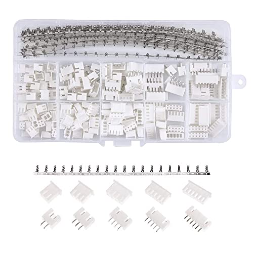 Treedix 460pcs JST Connector Kit with 2.54mm Female Terminals Connector JST-XH 2P/3P/4P/5P/6P Female Housing Connector and Male Pin Connectors