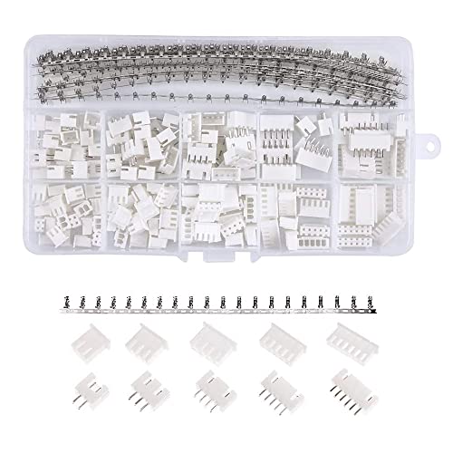 Treedix 460-teiliges JST-Steckverbinderset mit 2,54 mm Buchsenklemmen-Steckverbinder JST-XH 2P/3P/4P/5P/6P Buchsengehäuse-Steckverbinder und Stiftstecker
