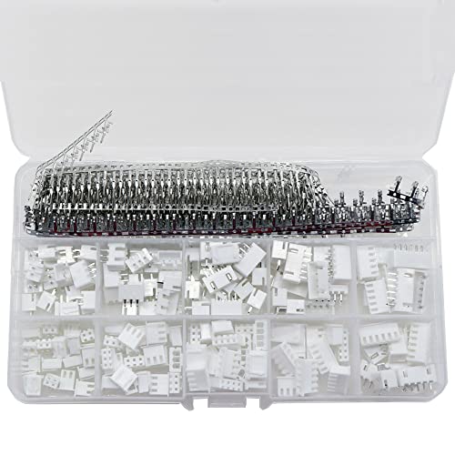 Treedix 460pcs JST Connector Kit with 2.54mm Female Terminals Connector JST-XH 2P/3P/4P/5P/6P Female Housing Connector and Male Pin Connectors