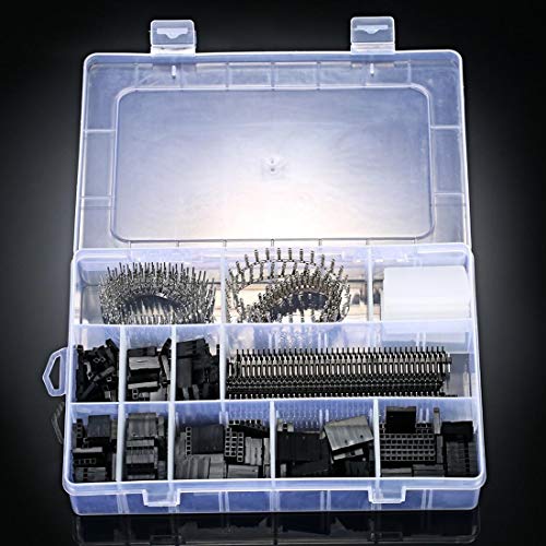 Treedix 1450PCS 2.54mm PCB Jumper Wire Pin Header Connector Female Male 40Pin Box Packaging Kit Electronic Components Set Compatible with Arduino Dupont