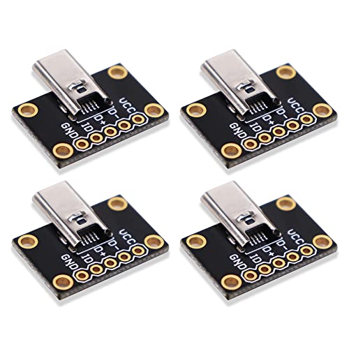 Treedix 4pcs USB MicroB Plug Breakout Board 5pin Male Connector Adapter Module Compatible with Arduino for Electronics Projects