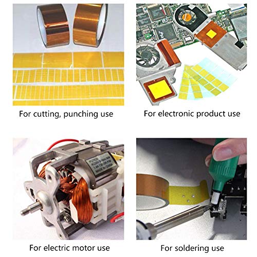 Treedix 3 Sizes High Temperature Adhesive Tape High Temp Resistant Tape Compatible with Masking Soldering(Width:10mm, 20mm, 30mm x Length:33m)