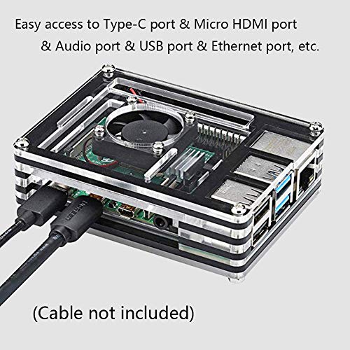Treedix Acrylic Case Experimental PlatCompatible withm Base-Plate with Cooling Fan Compatible with Raspberry Pi 4B