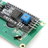 Treedix HD44780 1602 LCD-Anzeigemodul DC 5 V 16 x 2 Zeichen LCD Weiß auf Blau Schwarzlicht + IIC I2C-Modul-Schnittstellenadapter Kompatibel mit Arduino Uno Raspberry Pi