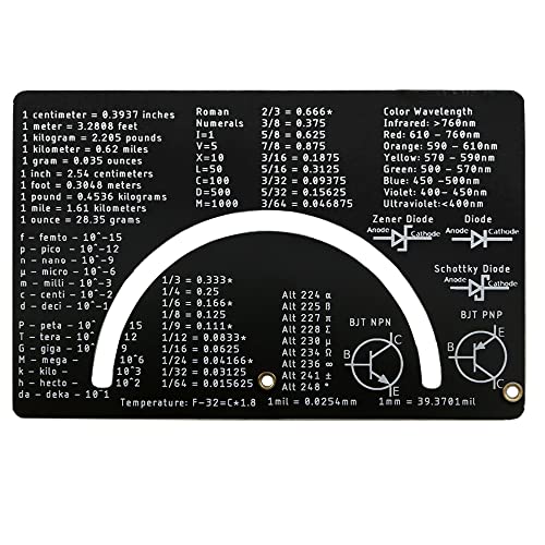 Treedix 2 Stück multifunktionales PCB-Lineal, 7,6 cm, Messwerkzeug, Farbwellenlänge, Schottky-Diode, Zener-Dioden-Widerstand, Kondensator-Chip, IC, SMD-Dioden-Transistor für Leiterplatten von Elektronikingenieuren