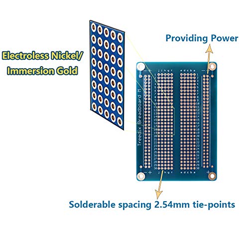 Treedix Solderable BreadBoard PCB Prototype Shield Board Double Sided Tinned Gold Plated Holes