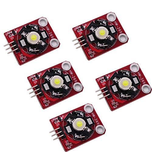 Treedix 5pc DIY 3W 180~210lm 6000~7000K LED White High Power Module Compatible with Arduino (Works with Official Arduino Boards).