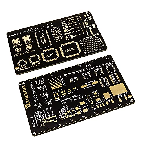 Treedix 2 Stück multifunktionales PCB-Lineal, 7,6 cm, Messwerkzeug, Farbwellenlänge, Schottky-Diode, Zener-Dioden-Widerstand, Kondensator-Chip, IC, SMD-Dioden-Transistor für Leiterplatten von Elektronikingenieuren