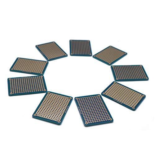 Treedix 9 pcs Mini Solderable BreadBoard Universal Board PCB Prototype Shield Board Double Sided Tinned Gold Plated Holes Compatible with Arduino Kit Raspberry Pi Shield Prototyping and Testing