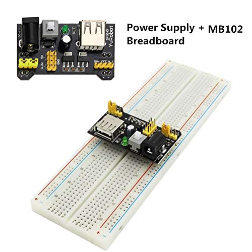 Treedix Starter Kit Including 3.3/5V Power Supply Module, Jumper Wires, MB-102 Breadboard, Precision Potentiometer,Resistor Compatible with Arduino, Raspberry Pi