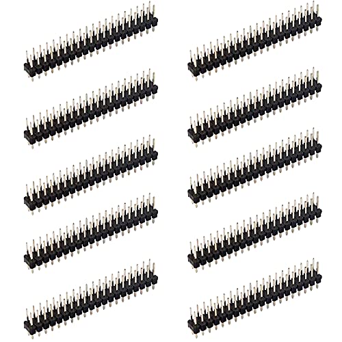 Treedix 10pcs Double Row Straight Connector Pin Header 0.1in 2x20 pin Compatible with Raspberry Pi Zero GPIO